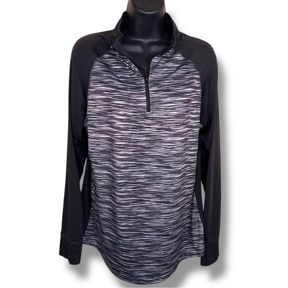 Medium Zone Pro Black Grey Lightweight Athletic Jacket Long Sleeve Stretch - Picture 1 of 11